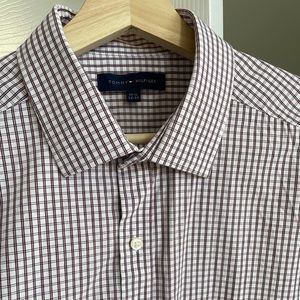 Tommy Hilfiger Button Down Dress Shirt, Purple, Men’s Regular Fit 17 1/2, 32-33